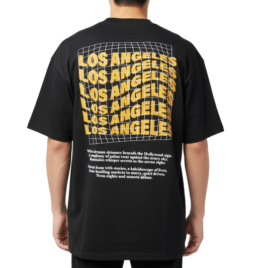 CAMISETA OVERSIZE 200GR NEGRA L.A