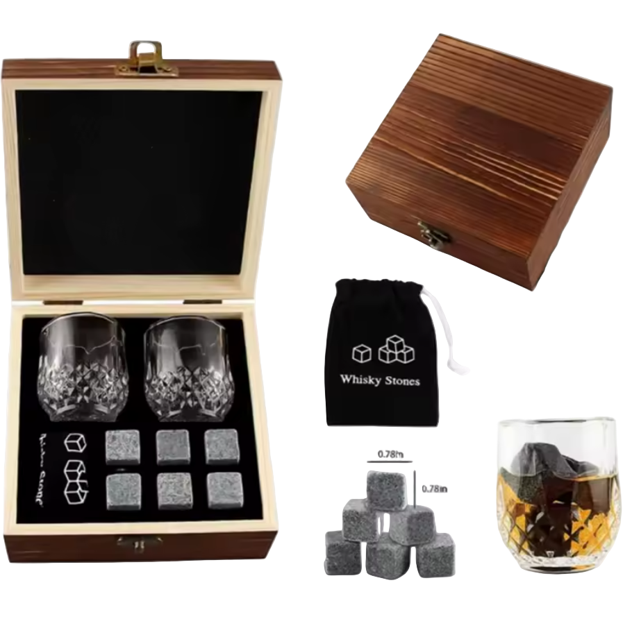 JUEGO SET LUJO PARA WHISKY CON PIEDRAS