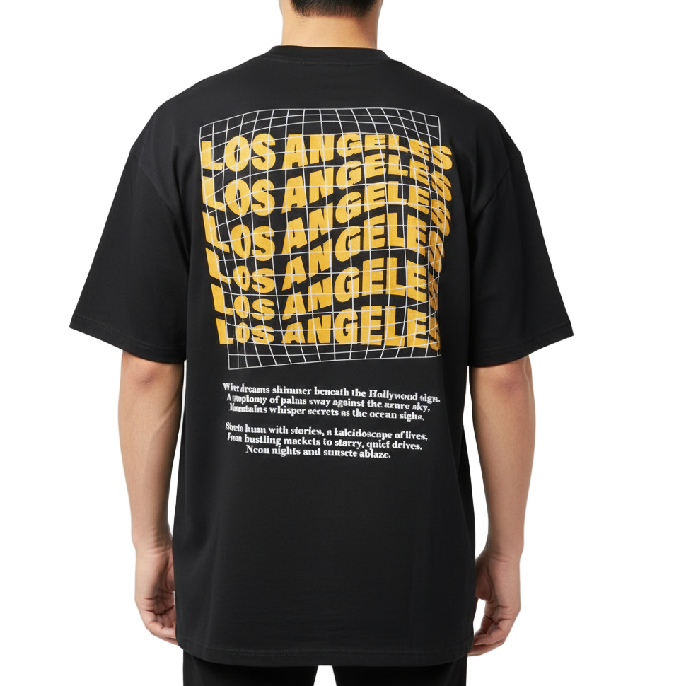 CAMISETA OVERSIZE 200GR NEGRA L.A