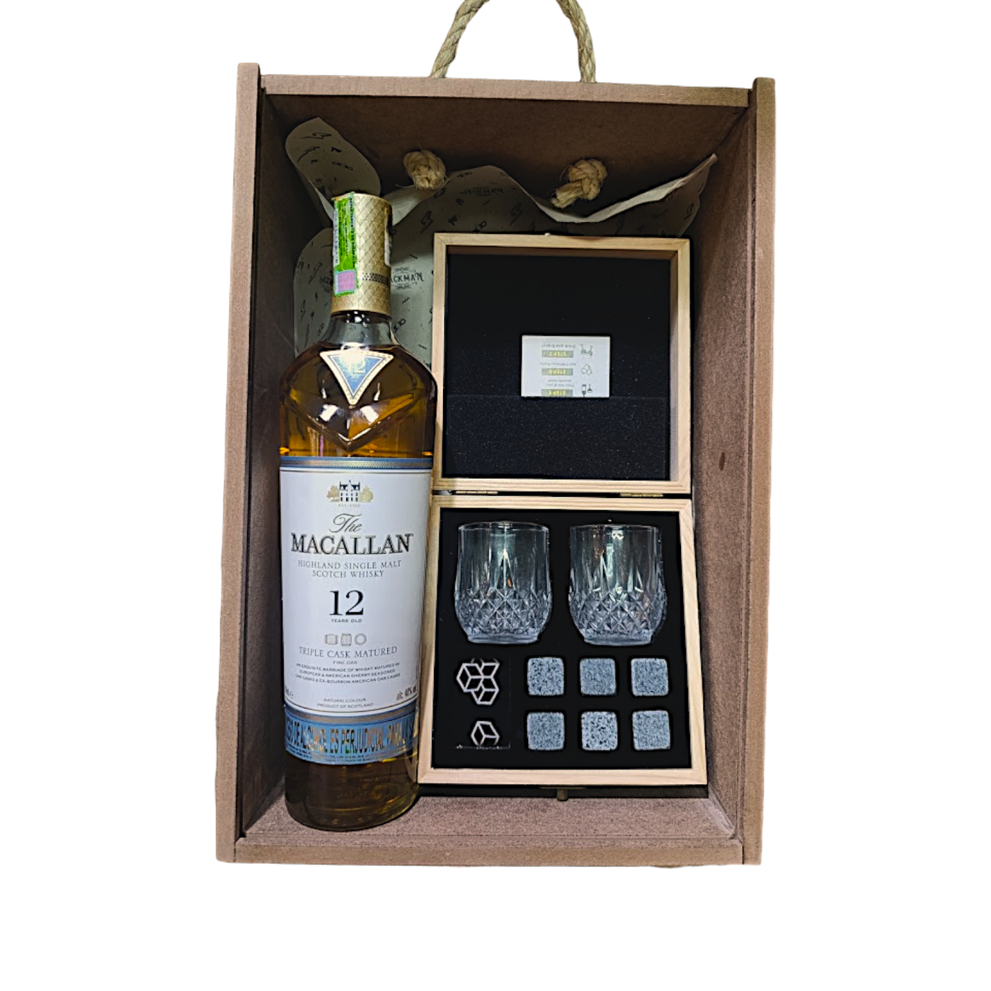 COMBO SET WHISKY PREMIUM MACALLAN 12 AÑOS