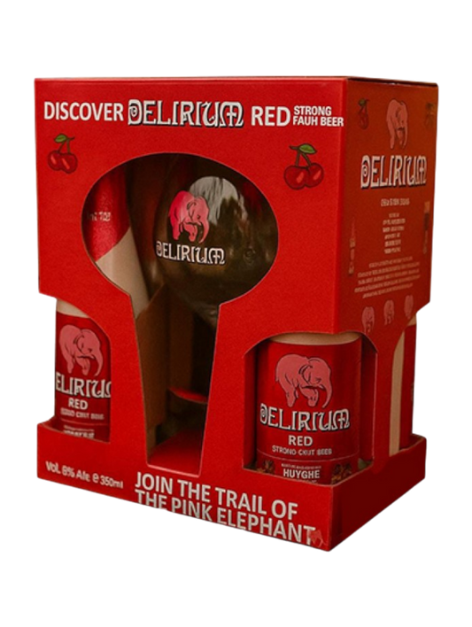 ESTUCHE CERVEZA BELGA  COPA DELIRIUM RED